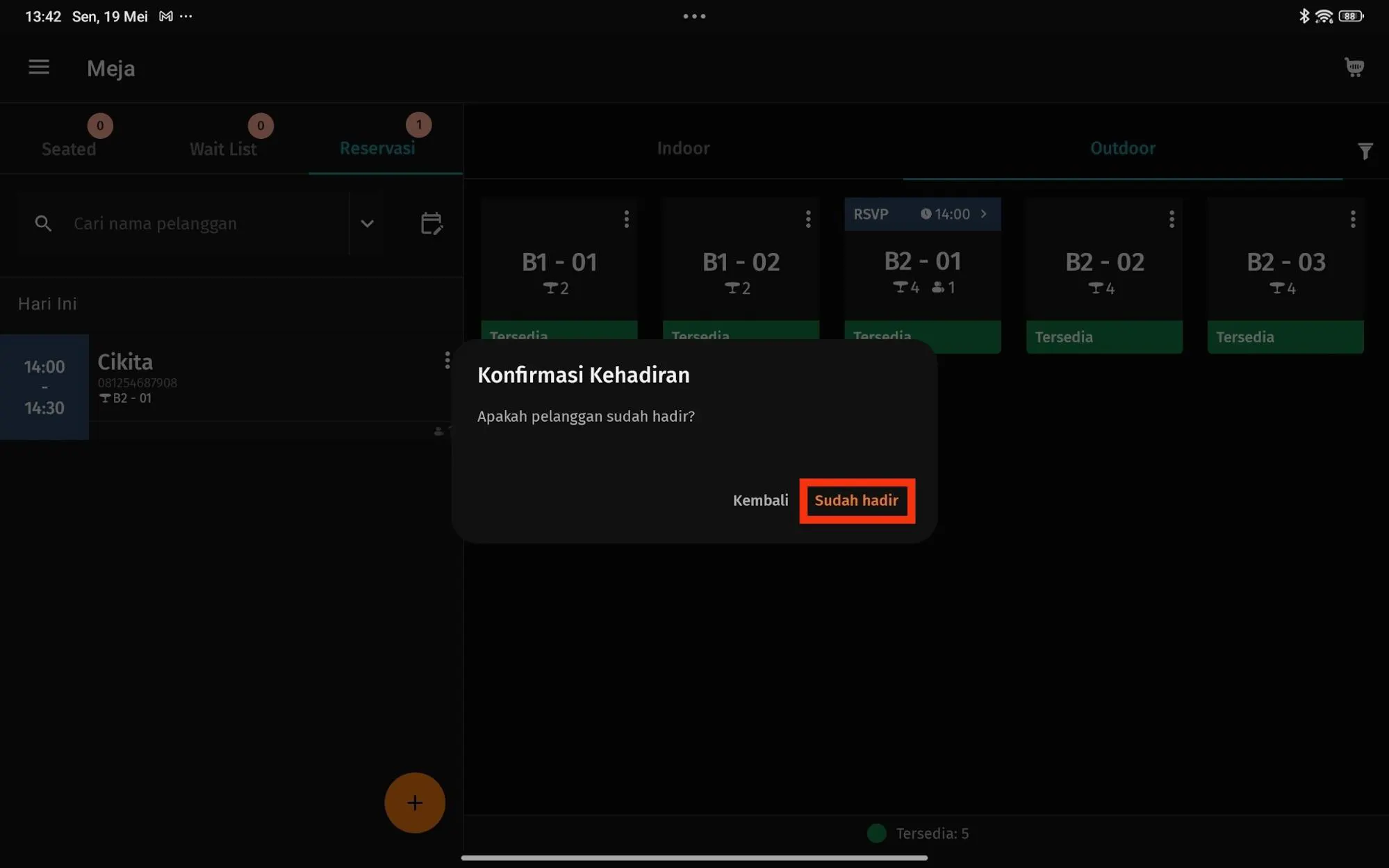 8 Membuat Reservasi pada Accurate POS